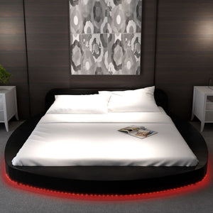 Κρεβάτι με LED Μαύρο 180x200 εκ. από Συνθετικό Δέρμα με Στρώμα