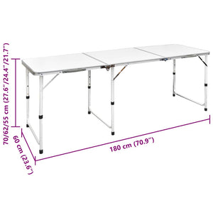 Τραπέζι Camping Πτυσσόμενο Ρυθμιζόμενου Ύψους 180 x 60 εκ. Αλουμινίου