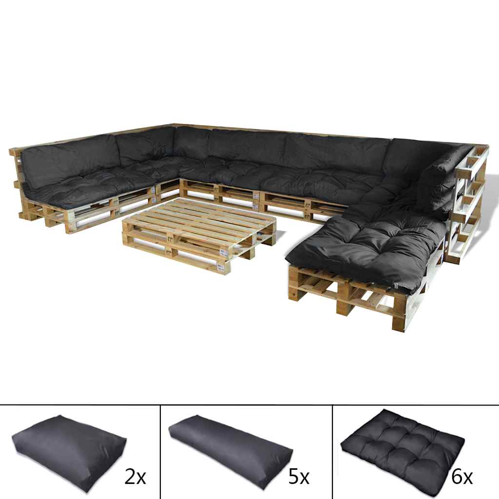 Μαξιλάρι για καναπέ παλέτας 13 pcs Γκρι 120 x 80 x 10 cm ύφασμα - Pakobazaar