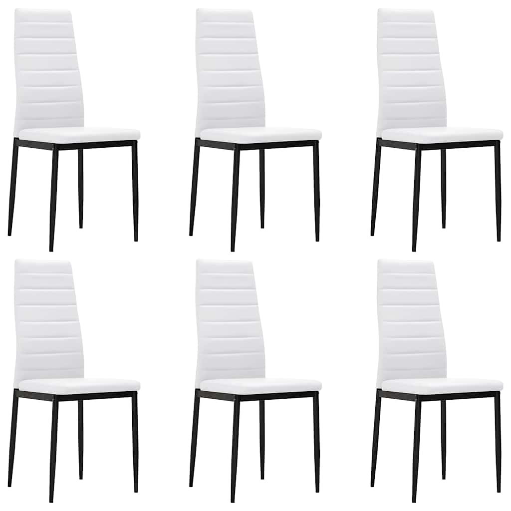 Καρέκλες Τραπεζαρίας 6 τεμ. Λευκές από Συνθετικό Δέρμα