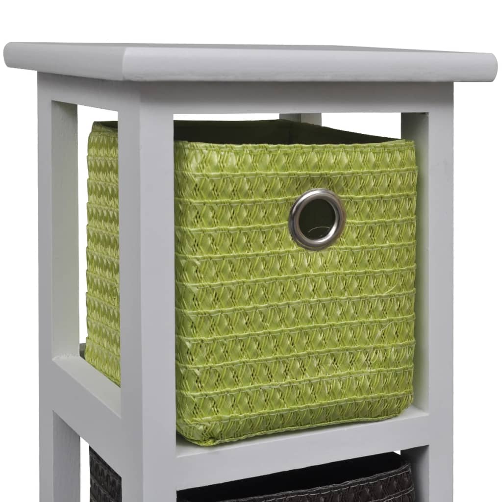 Ραφιέρα Αποθήκευσης από Ξύλο Παυλώνιας με Πολύχρωμα Καλάθια - PAKOBAZAAR