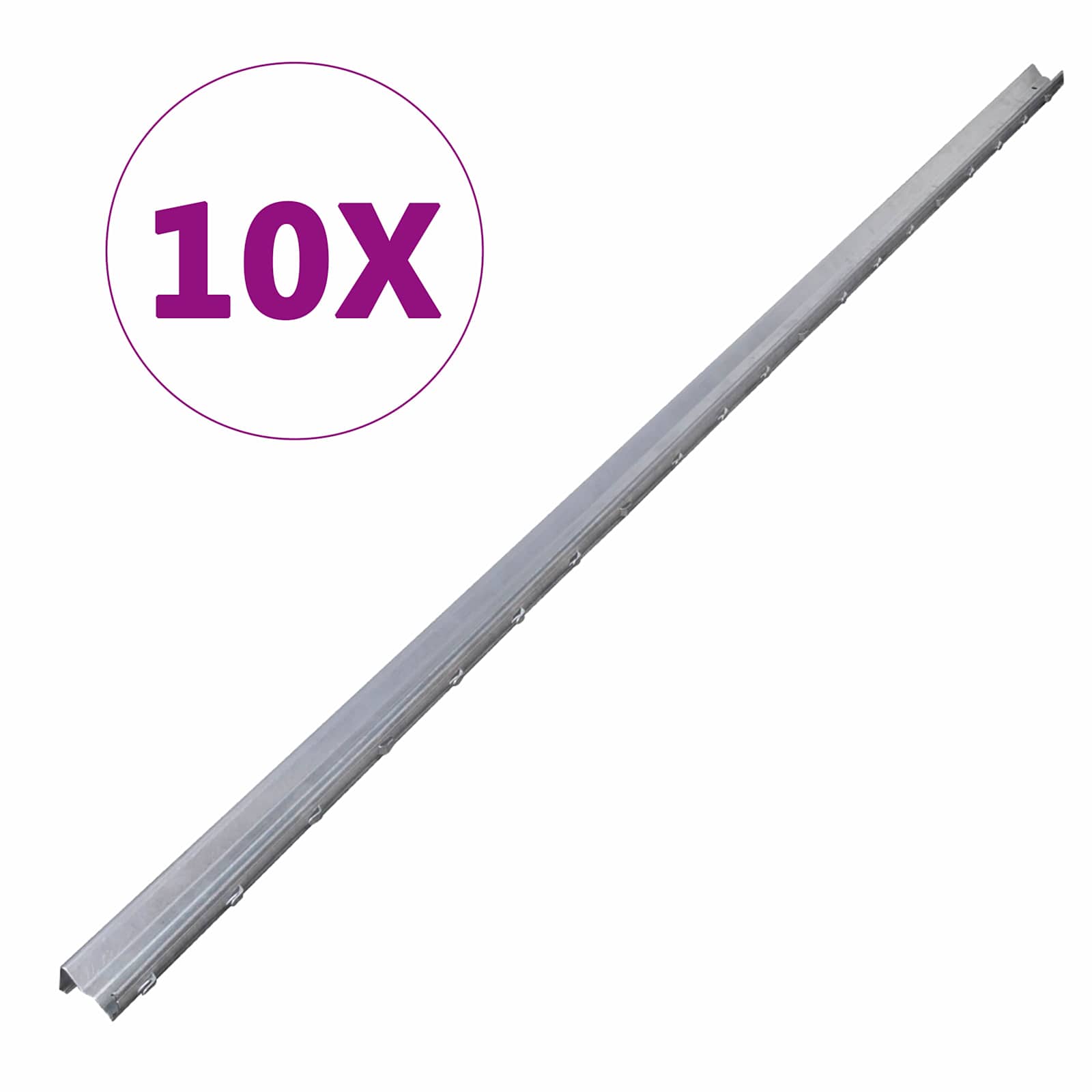 Στύλος Περιφράξεων 10 pcs Ασημί 200 cm Ατσάλι - Pakobazaar
