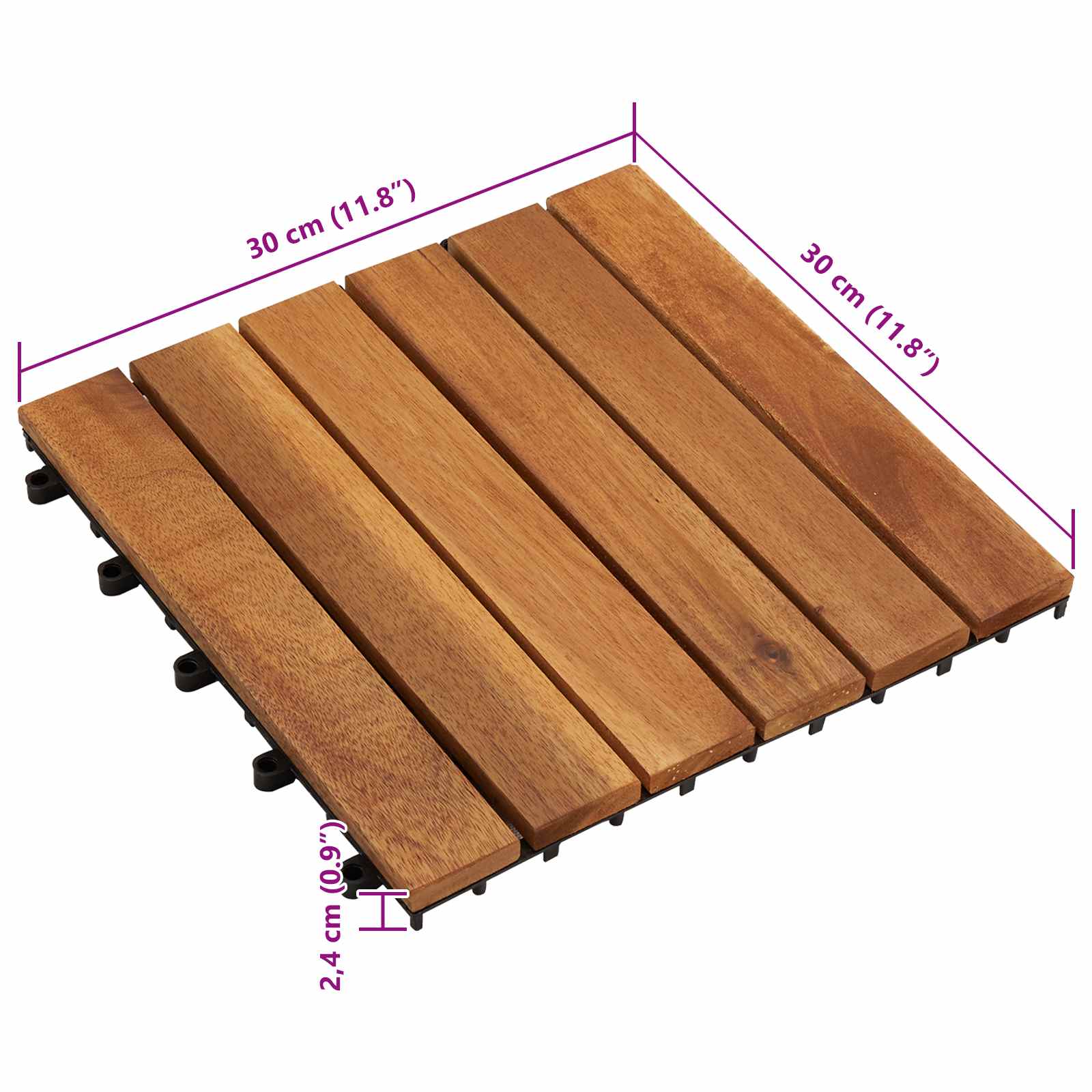 Πλάκα Κατασκευής 10 pcs Καφέ 30 x 30 cm Ξύλο Ακακίας - Pakobazaar