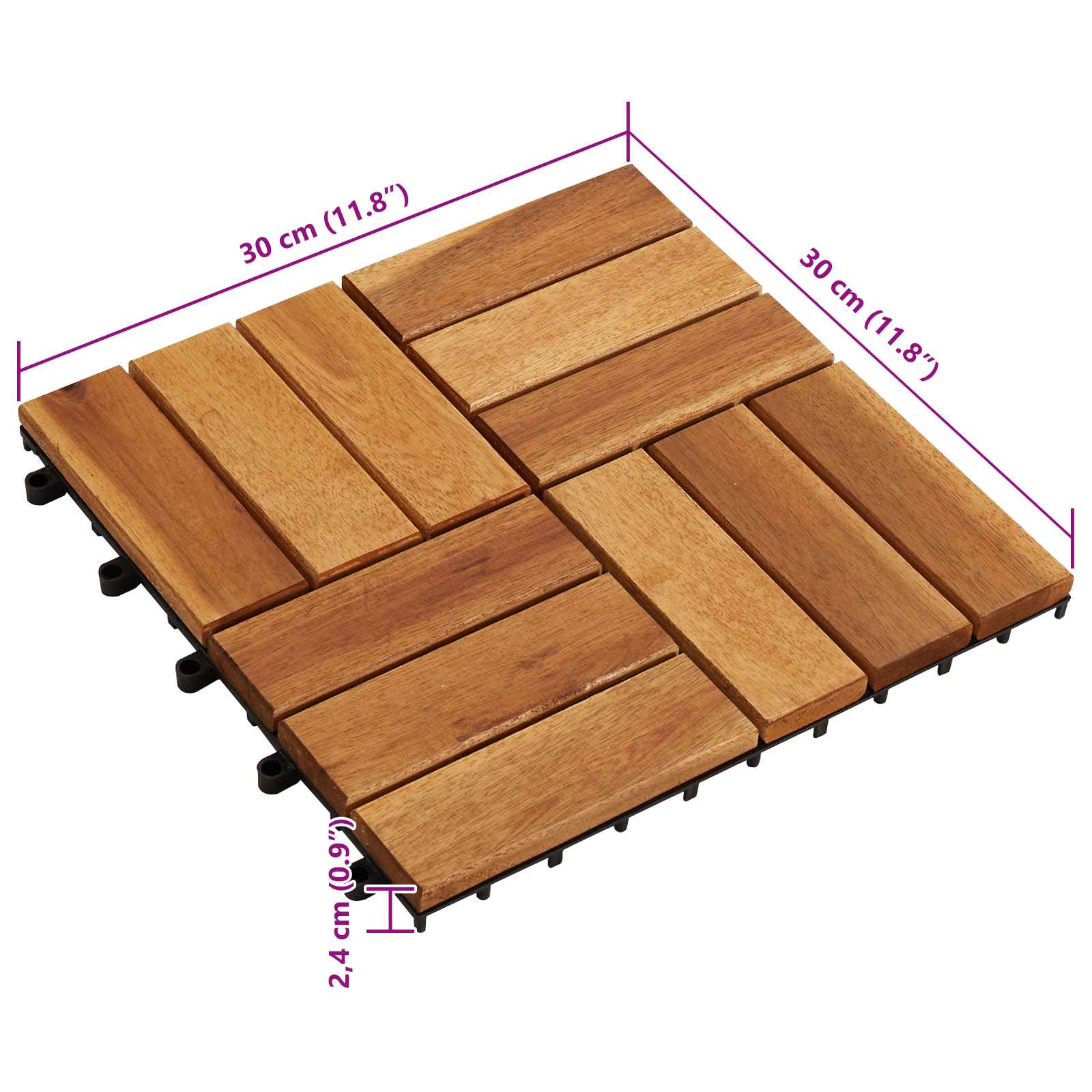 Πλάκα Κατασκευής 10 pcs Καφέ 30 x 30 cm Ξύλο Ακακίας - Pakobazaar