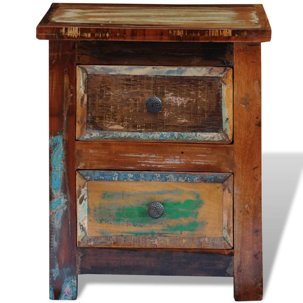 Κομοδίνο με 2 Συρτάρια από Μασίφ Ανακυκλωμένο Ξύλο - PAKOBAZAAR