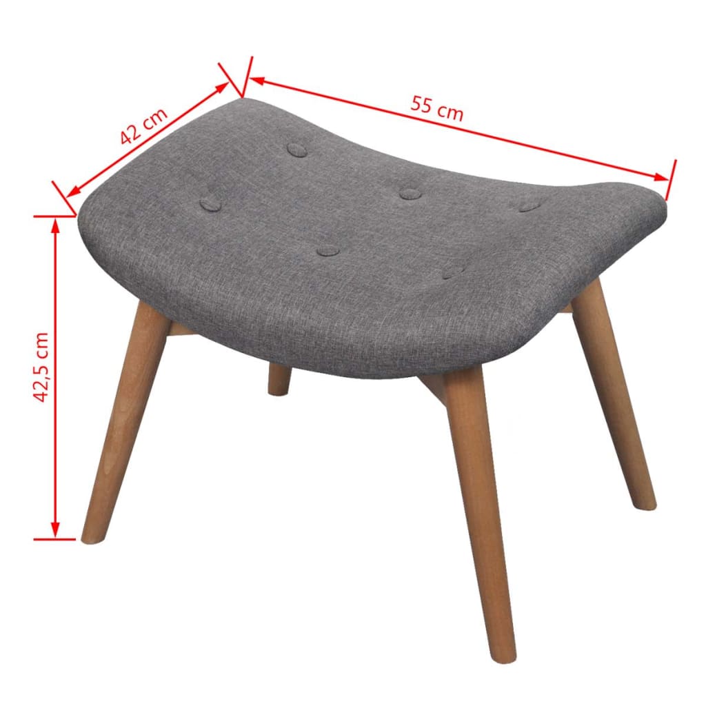 Πολυθρόνα Γκρι Υφασμάτινη με Υποπόδιο - PAKOBAZAAR