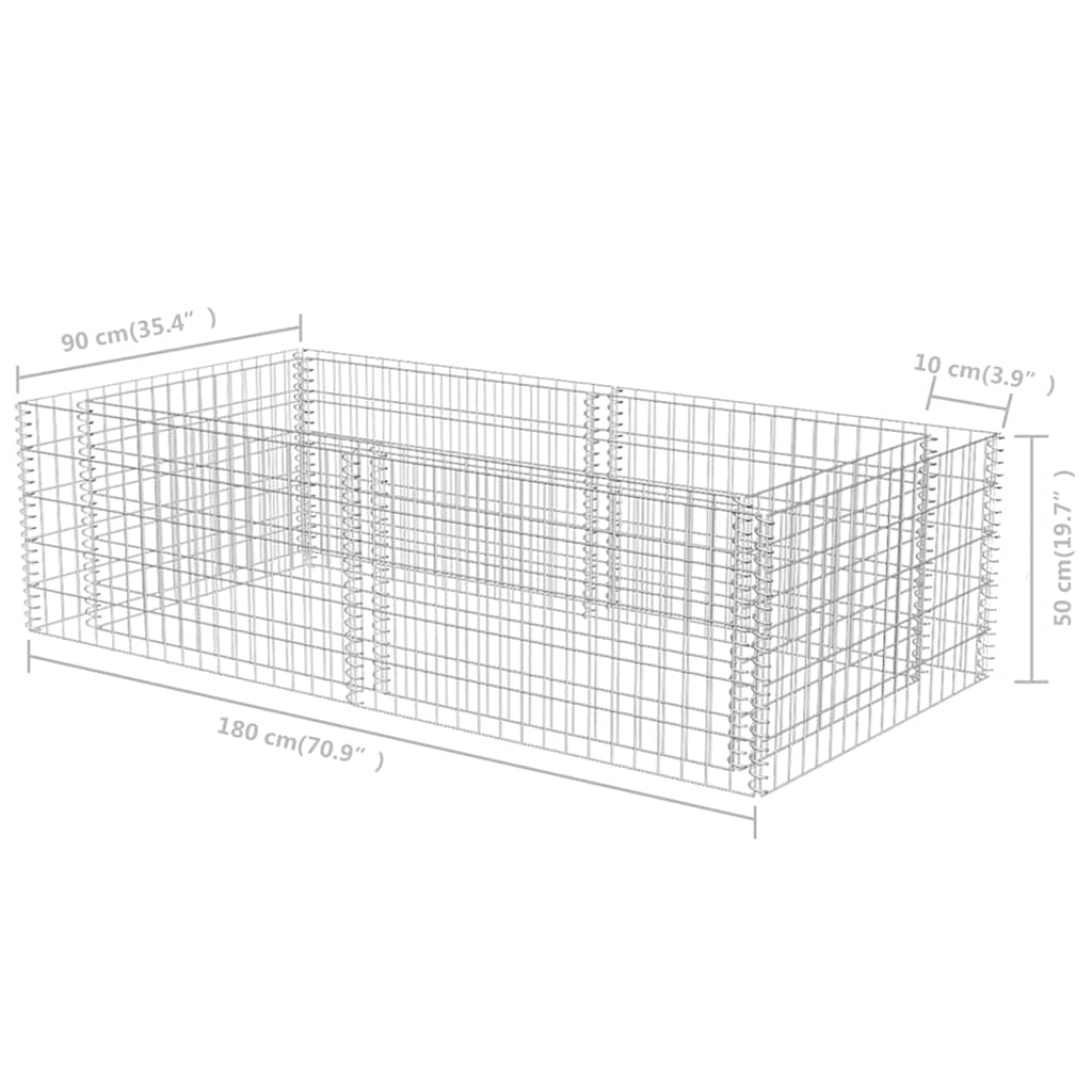 Συρματοκιβώτιο Γλάστρα 180 x 90 x 50 εκ. Γαλβανισμένος Χάλυβας - PAKOBAZAAR