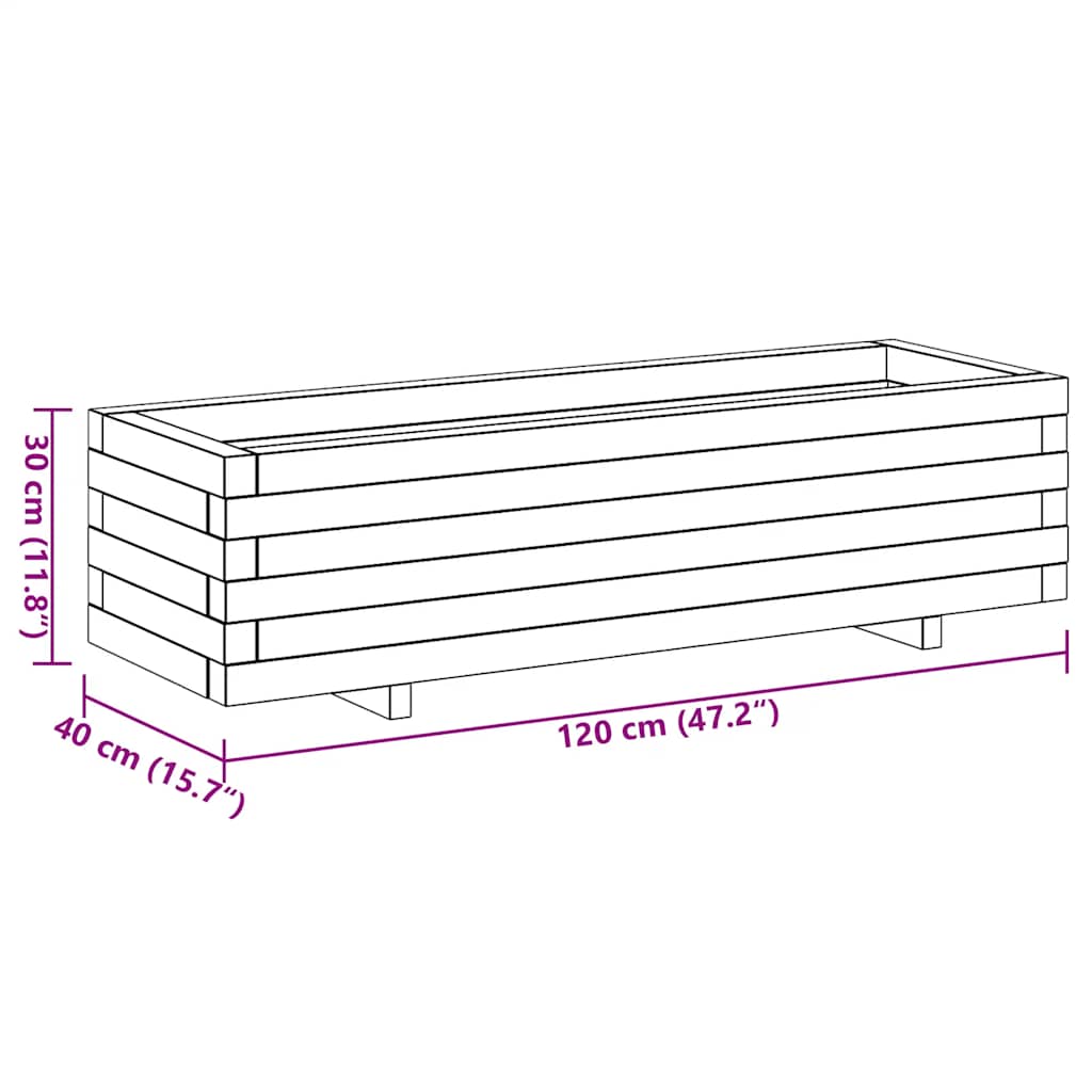 Ζαρντινιέρα Υπερυψωμένη Ορθογώνια 120 x 40 x 30 εκ. Ξύλινη