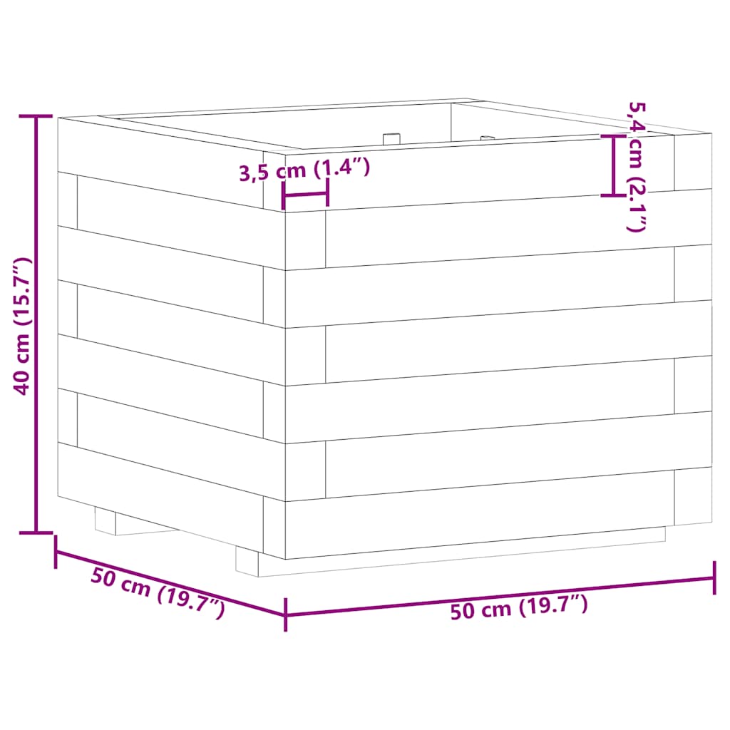 Ζαρντινιέρα Υπερυψωμένη Τετράγωνη 50 x 50 x 40 εκ. Ξύλινη