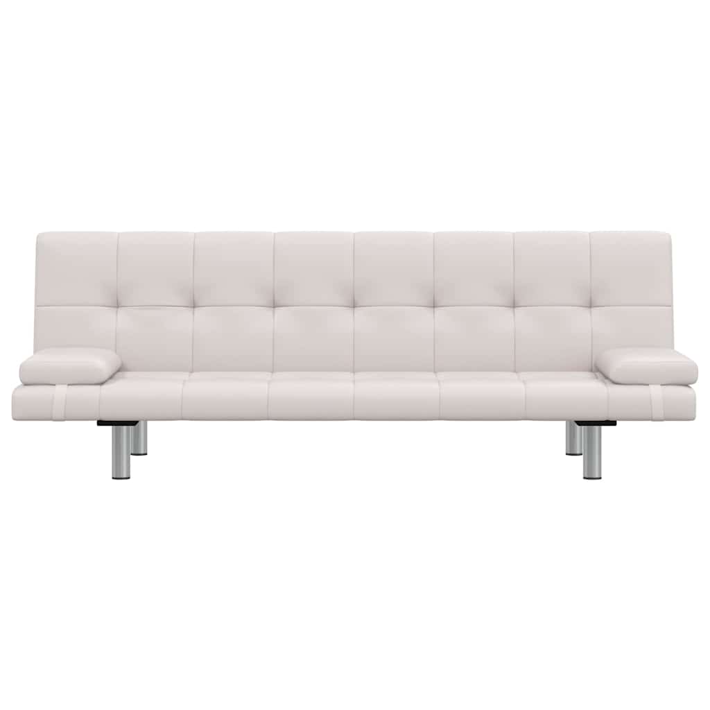 Καναπές-Κρεβάτι 2 Μαξιλάρια Ρυθμιζόμενος Κρεμ Συνθετικό Δέρμα - PAKOBAZAAR