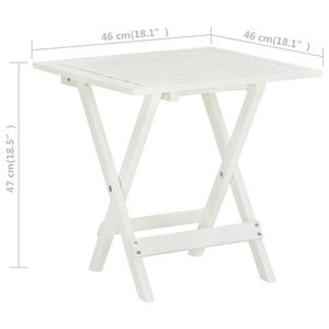 Τραπέζι Bistro Λευκό 46 x 46 x 47 εκ. από Μασίφ Ξύλο Ακακίας