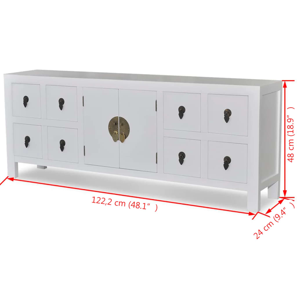 Μπουφές Ασιατικού Στιλ με 8 Συρτάρια και 2 Πόρτες Ξύλινος - PAKOBAZAAR