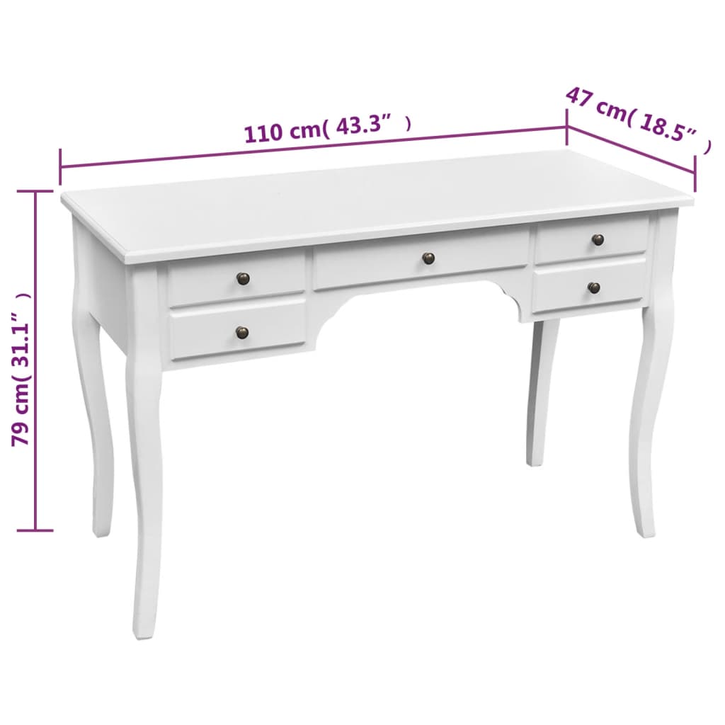 Γραφείο Κονσόλα με Καμπυλωτά Πόδια και 5 Συρτάρια Ξύλινο - PAKOBAZAAR