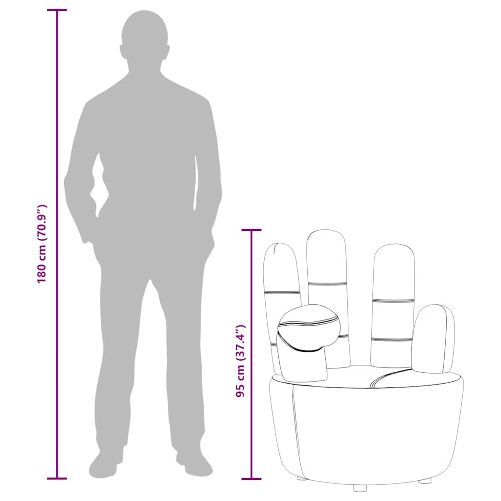 Πολυθρόνα σε Σχήμα Χεριού Γκρι Βελούδινη - PAKOBAZAAR