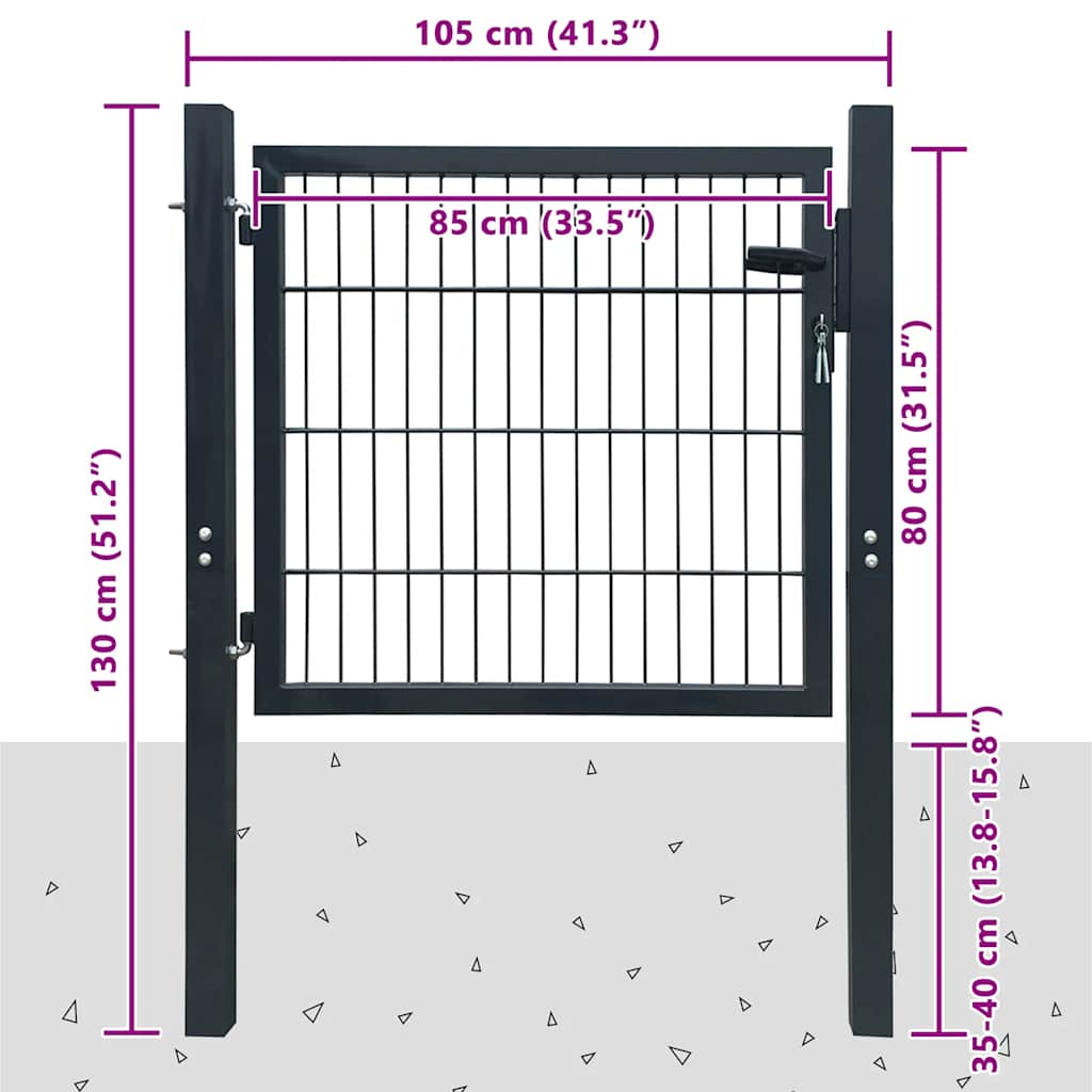 Πόρτα Περίφραξης 2D (Μονή) Ανθρακί Γκρι 100x80 εκ. - PAKOBAZAAR