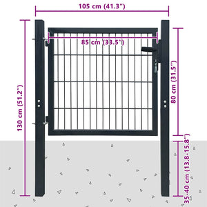 Πόρτα Περίφραξης 2D (Μονή) Ανθρακί Γκρι 100x80 εκ. - PAKOBAZAAR