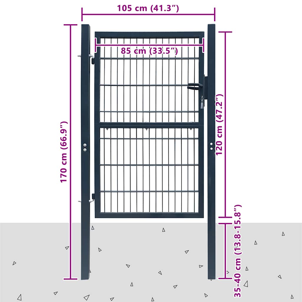 Πόρτα Περίφραξης 2D (Μονή) Ανθρακί Γκρι 100x120 εκ. - PAKOBAZAAR