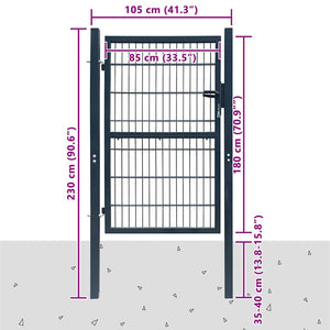 Πόρτα Περίφραξης 2D (Μονή) Ανθρακί Γκρι 100x180 εκ. - Pakobazaar