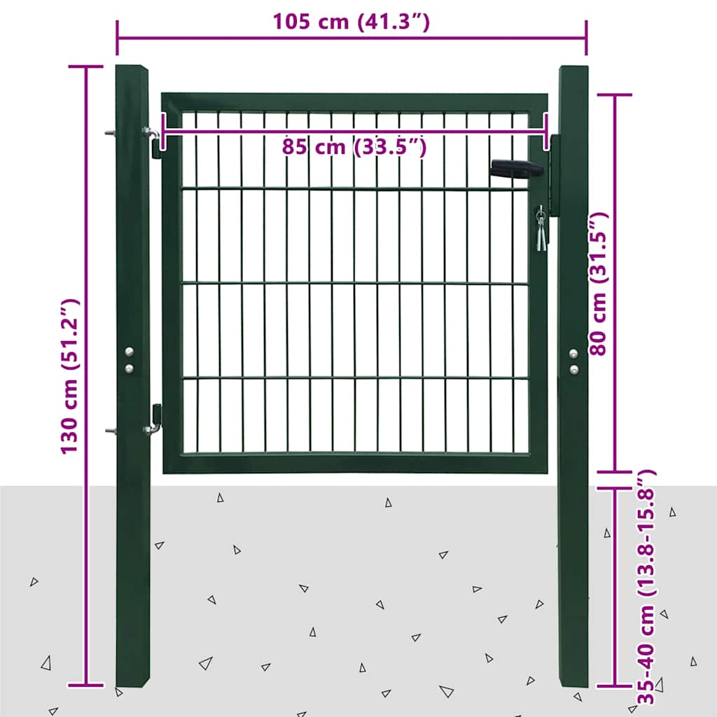 Πόρτα Περίφραξης 2D (Μονή) Πράσινη 100x80 εκ. - PAKOBAZAAR