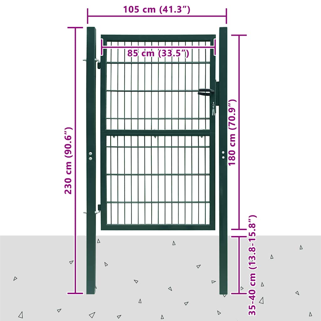 Πόρτα Περίφραξης 2D (Μονή) Πράσινη 100x180 εκ. - PAKOBAZAAR