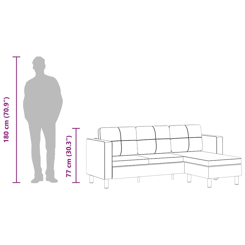 Καναπές Γωνιακός Αρθρωτός Τριθέσιος Μαύρος από Συνθετικό Δέρμα - PAKOBAZAAR