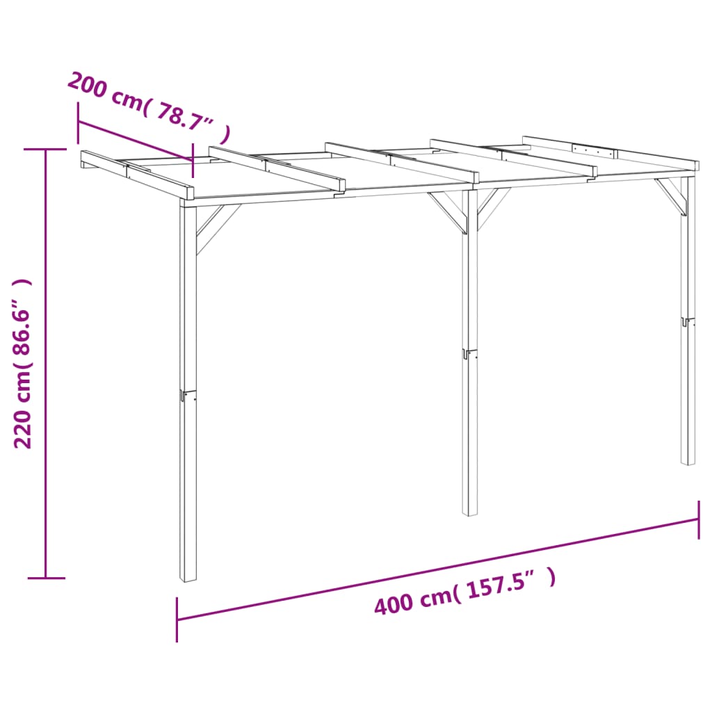 Πέργκολα Στηριζόμενη 2 x 4 x 2,2 μ. Ξύλινη - Pakobazaar