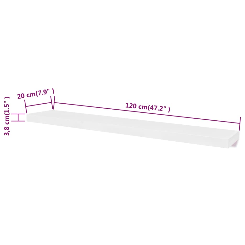 Ράφια Τοίχου για Βιβλία/DVD 2 Τεμάχια Άσπρα από MDF - PAKOBAZAAR