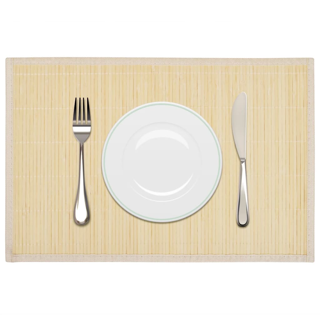 242107 6 Bamboo Placemats 30 x 45 cm Natural - PAKOBAZAAR
