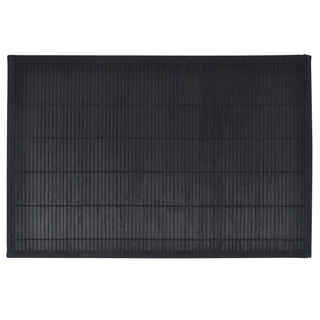 242109 6 Bamboo Placemats 30 x 45 cm Black - PAKOBAZAAR