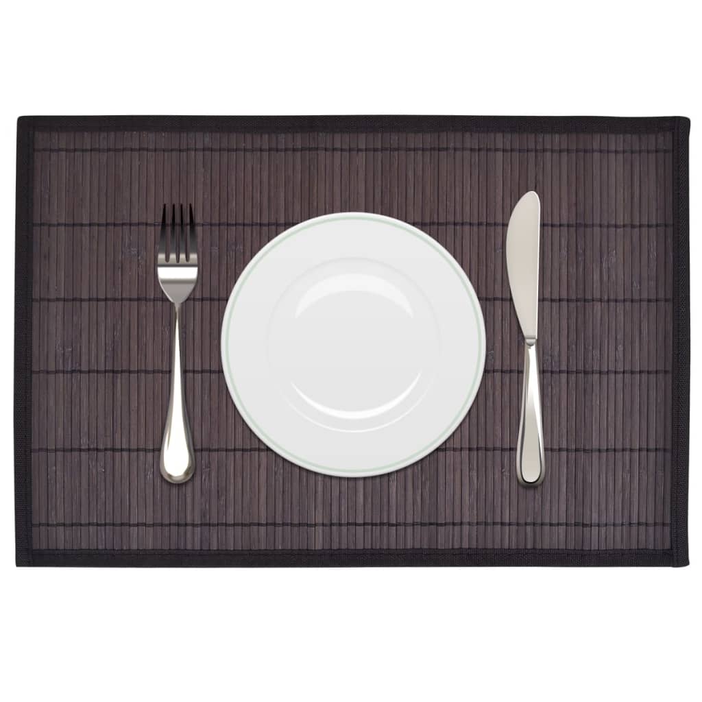 242110 6 Bamboo Placemats 30 x 45 cm Dark Brown - PAKOBAZAAR