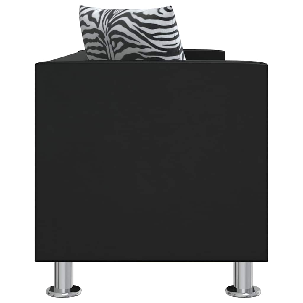 Καναπές Τριθέσιος Μαύρος από Συνθετικό Δέρμα