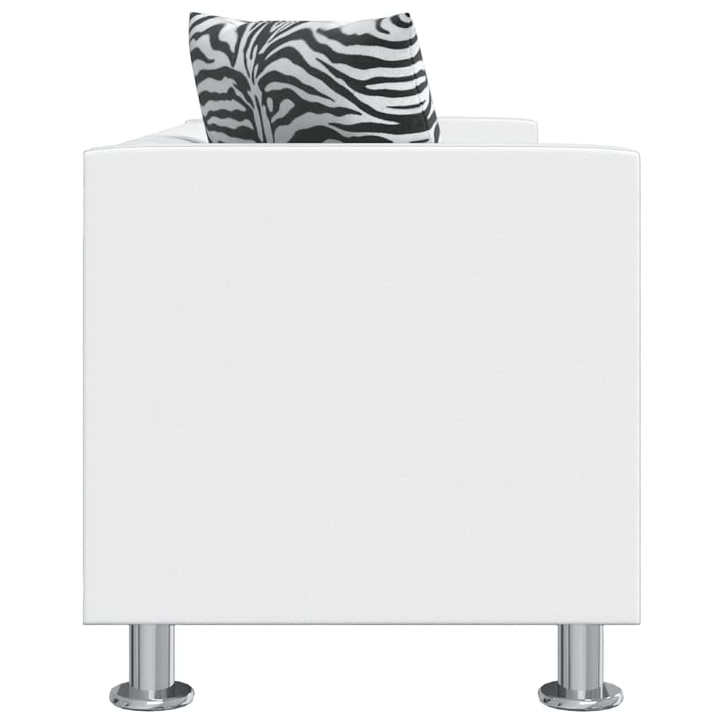 Καναπές Τριθέσιος Λευκός από Συνθετικό Δέρμα - PAKOBAZAAR