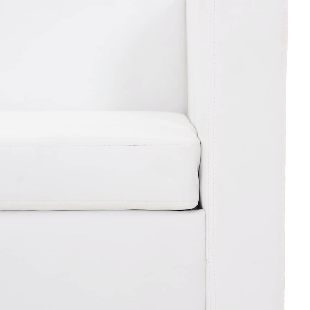 Καναπές Τριθέσιος Λευκός από Συνθετικό Δέρμα - PAKOBAZAAR