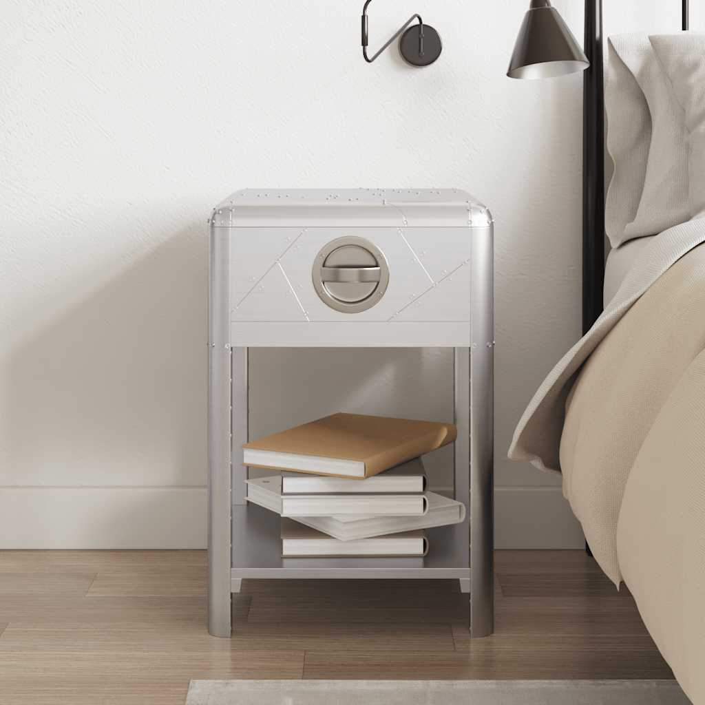 Βοηθητικό Τραπέζι Vintage Aviator με 1 Συρτάρι από Αλουμίνιο - PAKOBAZAAR