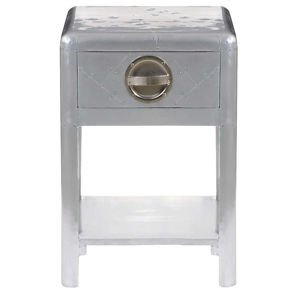 Βοηθητικό Τραπέζι Vintage Aviator με 1 Συρτάρι από Αλουμίνιο - PAKOBAZAAR