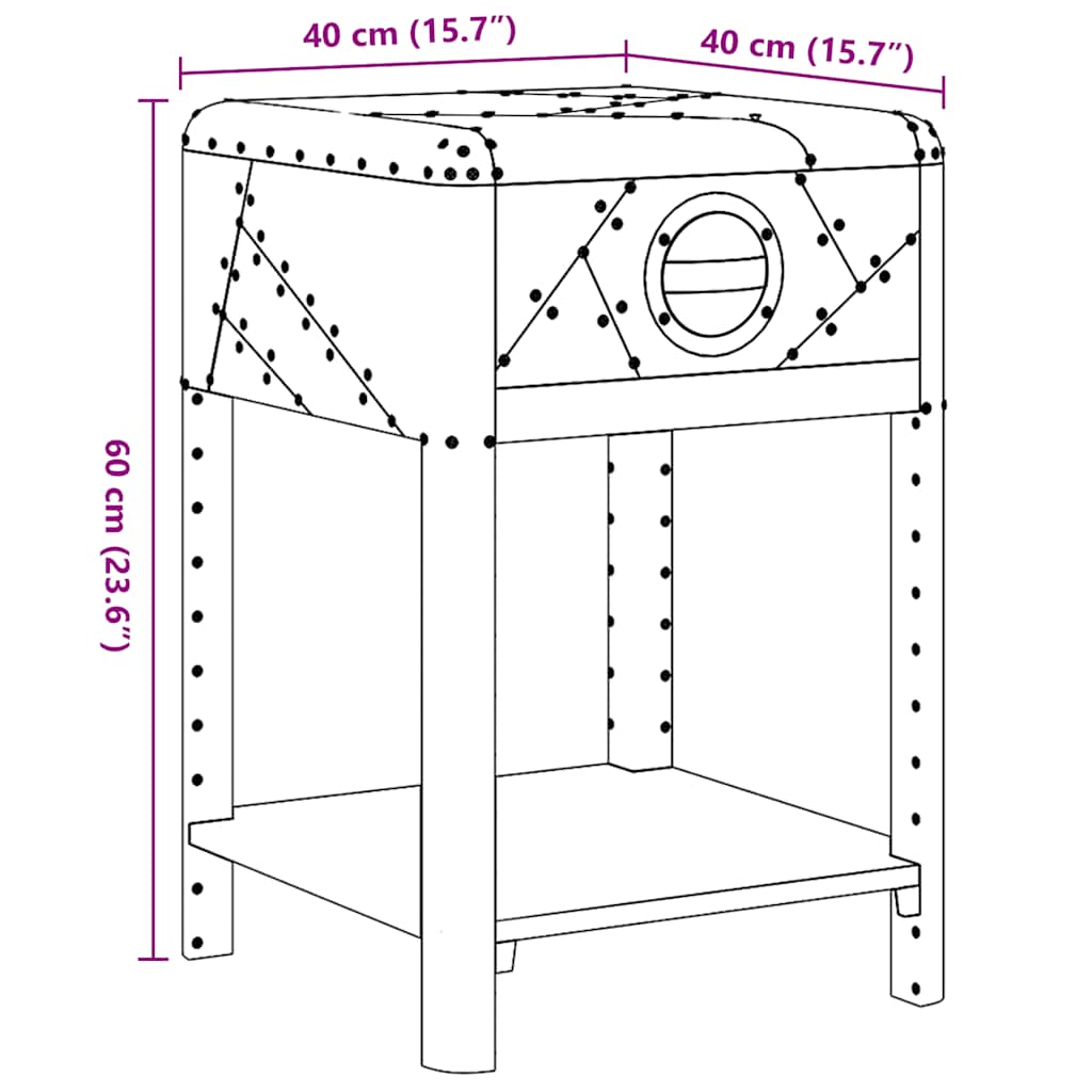 Βοηθητικό Τραπέζι Vintage Aviator με 1 Συρτάρι από Αλουμίνιο - PAKOBAZAAR