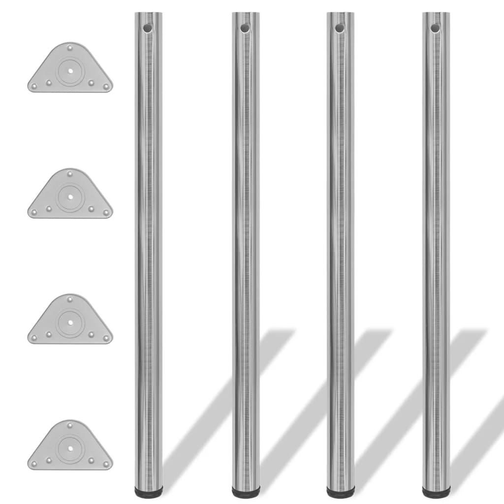 242147 4 Height Adjustable Table Legs Brushed Nickel 1100 mm - PAKOBAZAAR