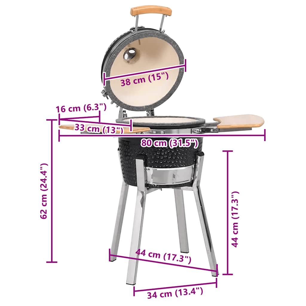 Kamado Ψησταριά Κάρβουνου / Συσκευή Καπνίσματος Κεραμική 33 εκ. - Pakobazaar