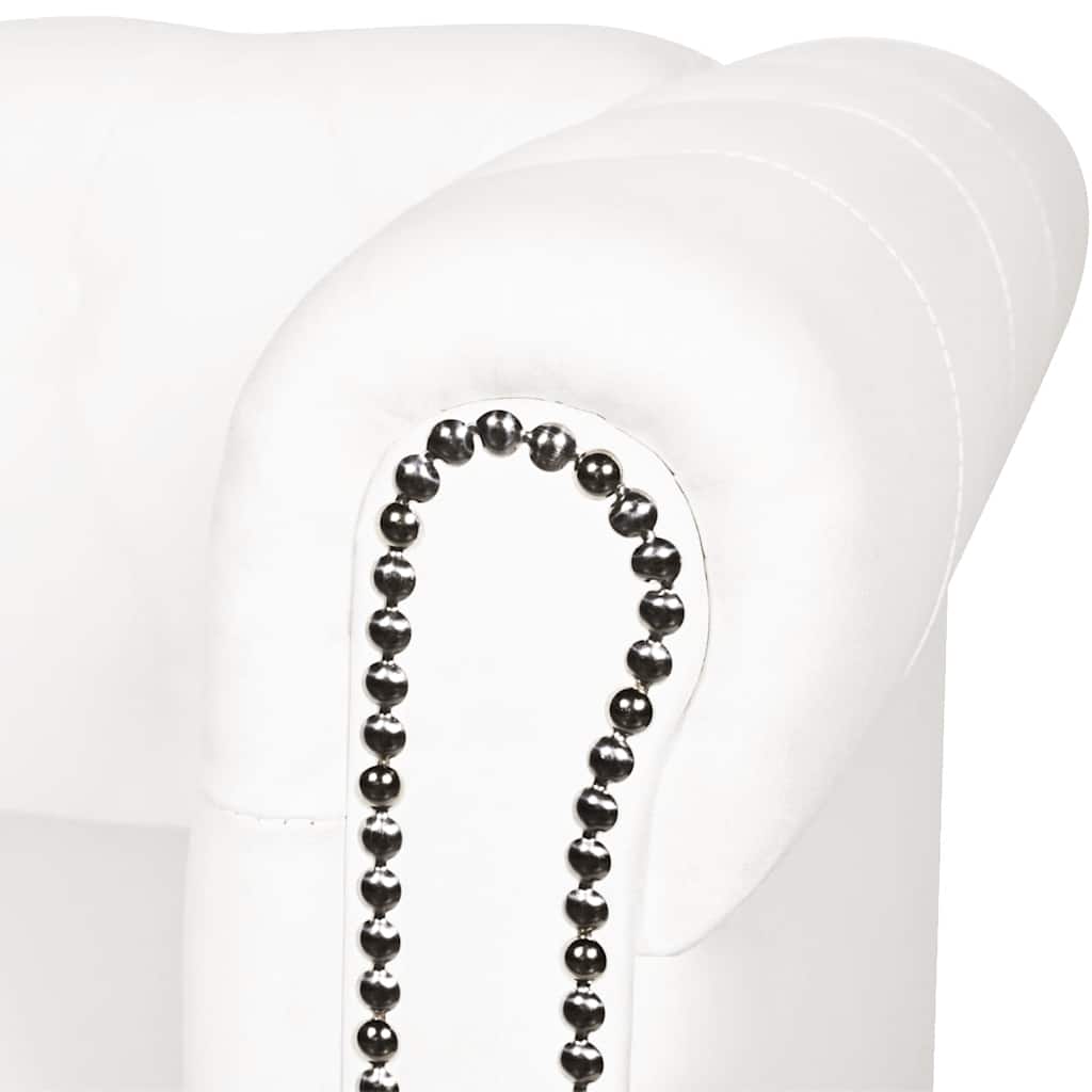 Καναπές Διθέσιος Chesterfield Λευκός από Συνθετικό Δέρμα - PAKOBAZAAR