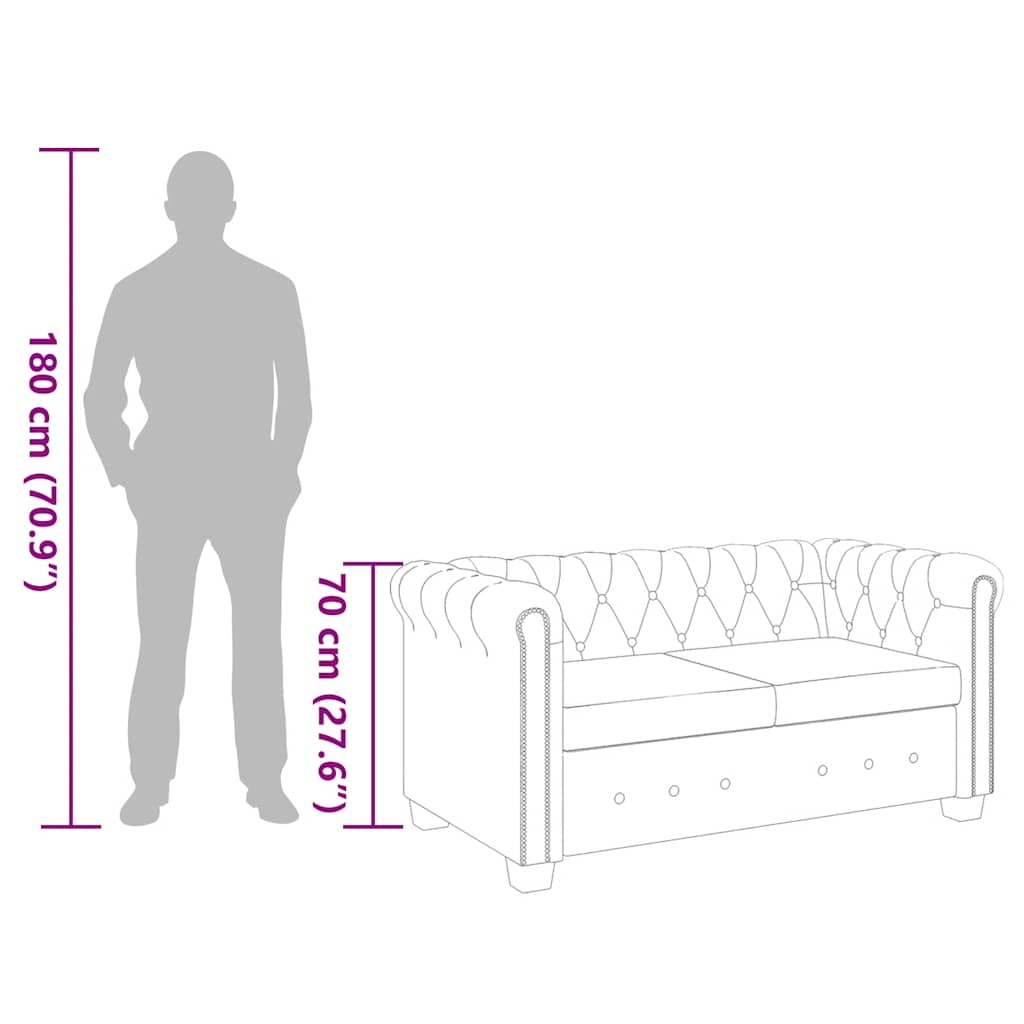 Καναπές Διθέσιος Chesterfield Λευκός από Συνθετικό Δέρμα - PAKOBAZAAR