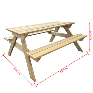 Τραπέζι Πικ-νικ 150 x 135 x 71,5 εκ. Ξύλινο - Pakobazaar