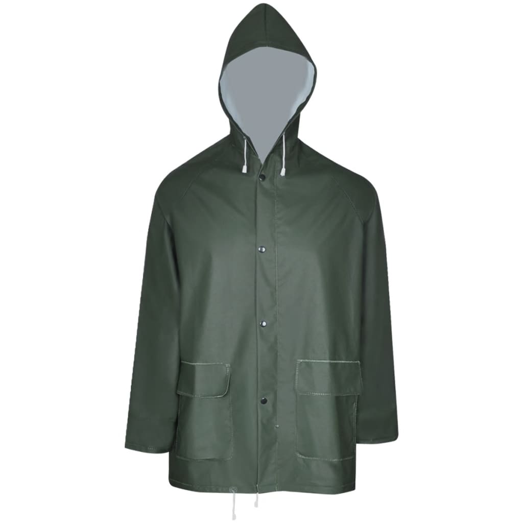Κοστούμι Αδιάβροχο Μεγάλης Αντοχής 2 Τεμαχίων Πράσινο XL με Κουκούλα - Pakobazaar