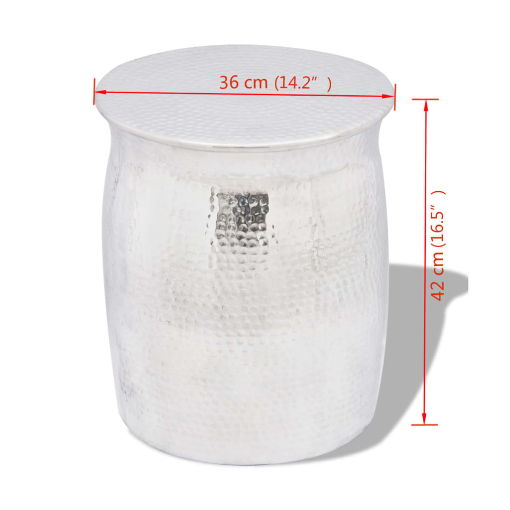 Σκαμπό / Βοηθητικό Τραπέζι Hammered Ασημί από Αλουμίνιο - PAKOBAZAAR