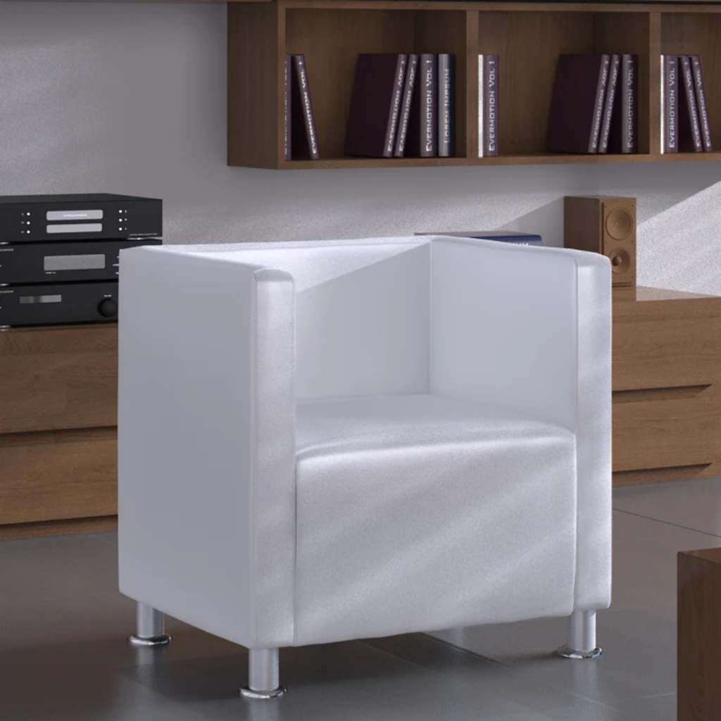 Πολυθρόνα Cube Λευκή από Συνθετικό Δέρμα