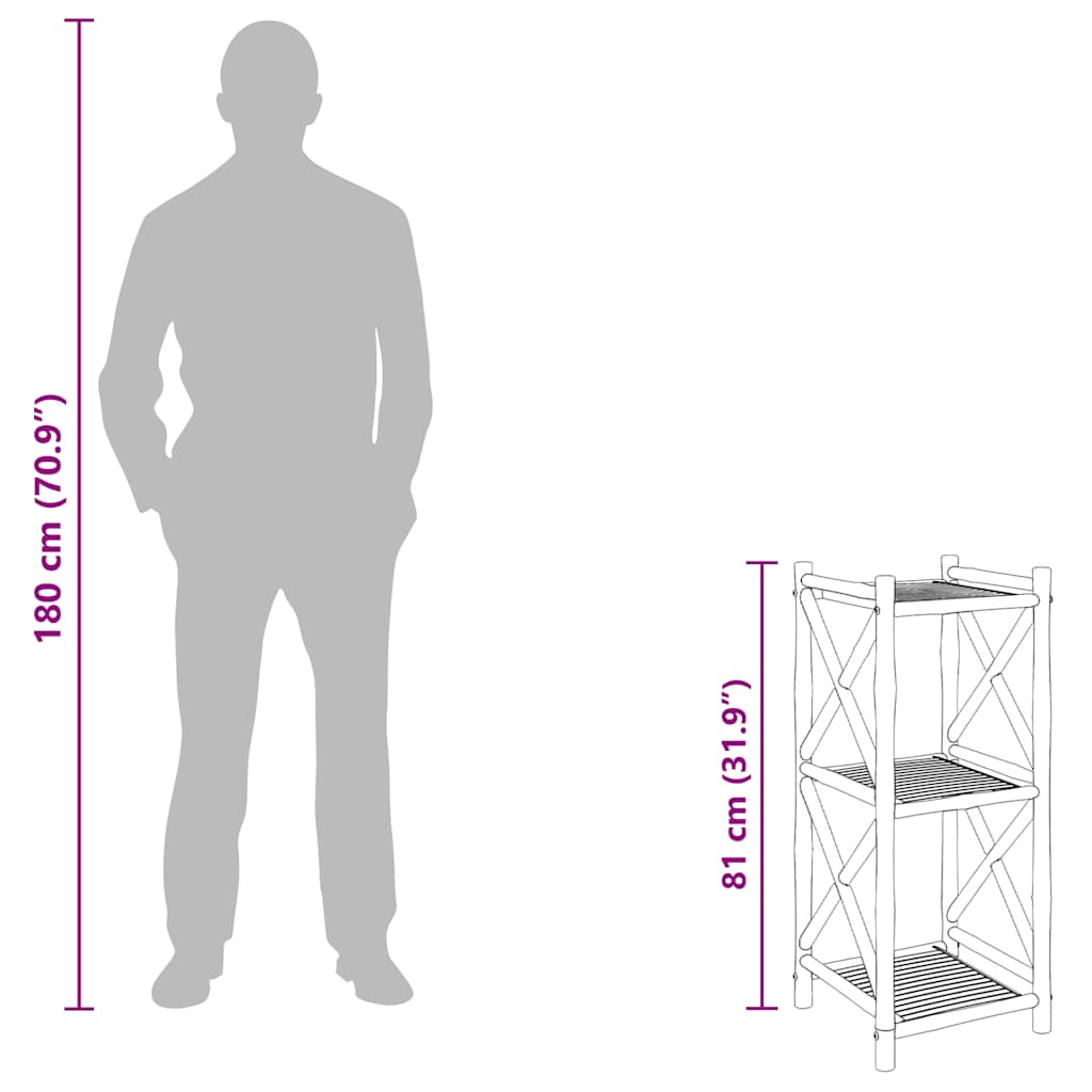Ραφιέρα Τετράγωνη με 3 Ράφια από Μπαμπού - PAKOBAZAAR