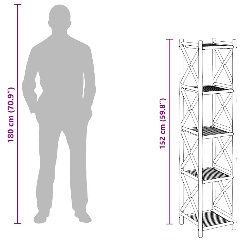 Ραφιέρα Τετράγωνη με 5 Ράφια από Μπαμπού - PAKOBAZAAR