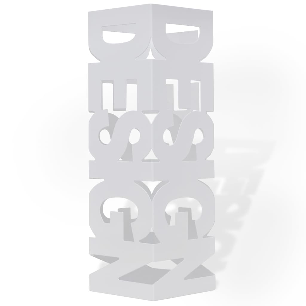 Ομπρελοθήκη / Μπαστουνοθήκη Τετράγωνη Λευκή 48,5 εκ. Ατσάλινη - PAKOBAZAAR