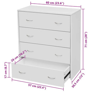 Συρταριέρα με 4 Συρτάρια Λευκή 60 x 30,5 x 71 εκ. - PAKOBAZAAR