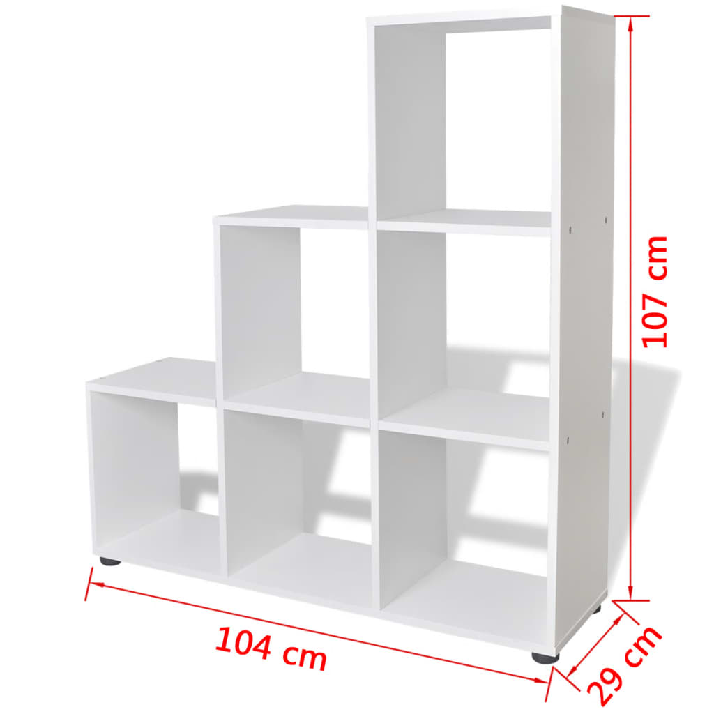 242552  Staircase Bookcase/Display Shelf 107 cm White - PAKOBAZAAR