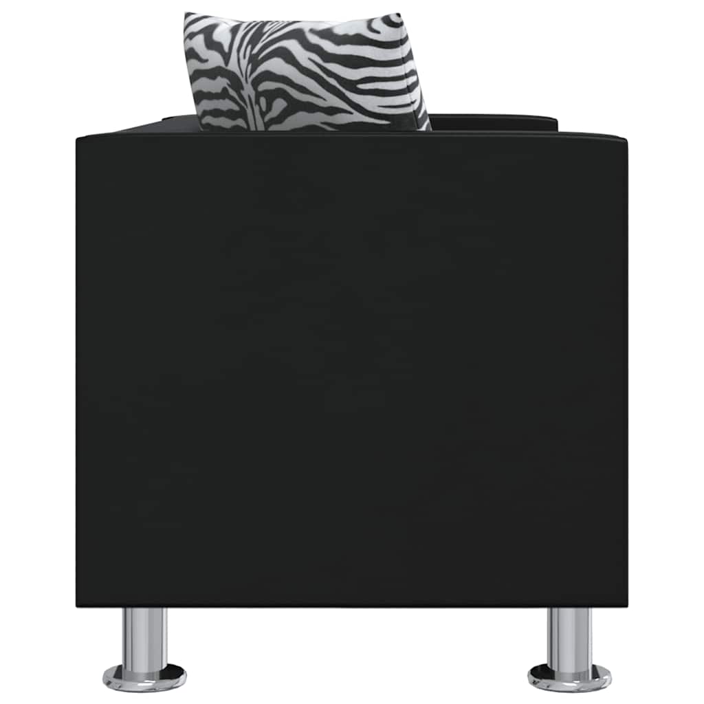 Σετ Σαλονιού Διθέσιος/Τριθέσιος Καναπές Μαύρο Συνθετικό Δέρμα - Pakobazaar